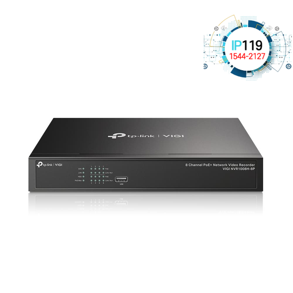 TPLINK 티피링크 네트워크 비디오 레코더 원격 모니터링 VIGI NVR1008H-8P